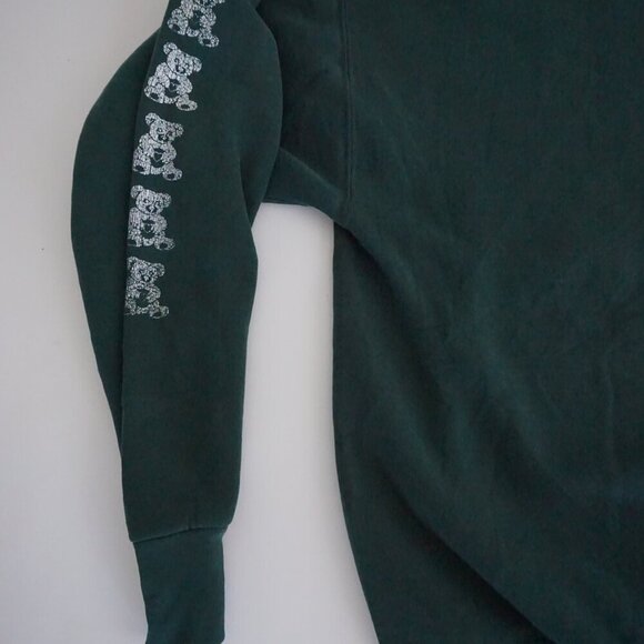 90s Fruit Of The Loom Green Happy Time Preschool Puff Print Crewneck Sweater 2XL - Picture 6 of 9